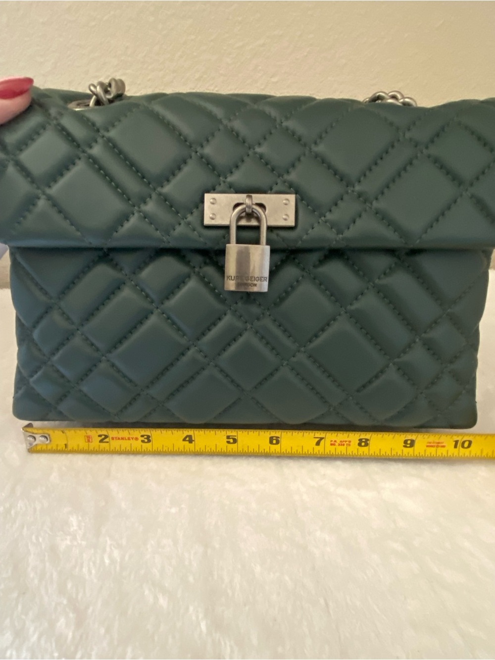 Kurt Geiger London Brixton Quilted Dark Green Leather Shoulder Bag NWT - Picture 7 of 12